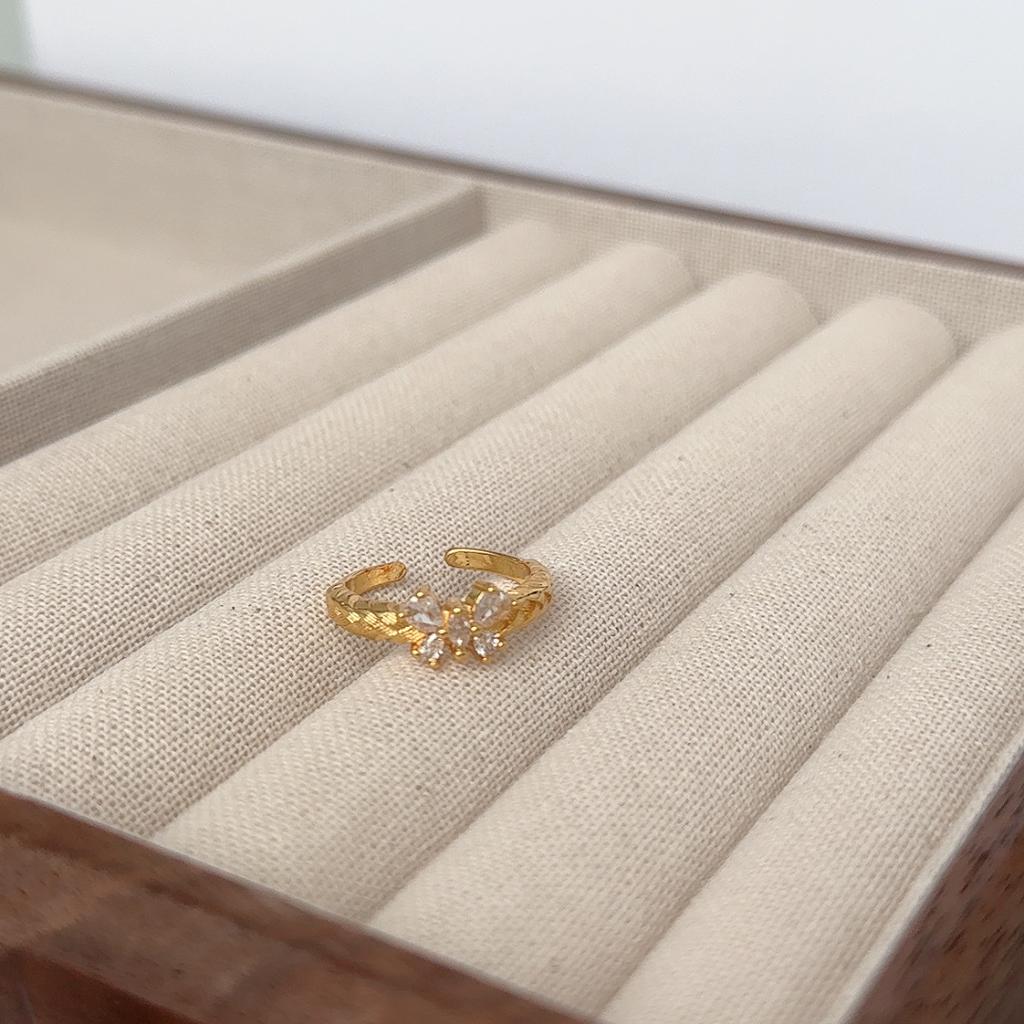 Luxury Brushed Medieval Open Ring Heart-Shaped Wheat Ear Retro High-End French Niche Design Ring Woman