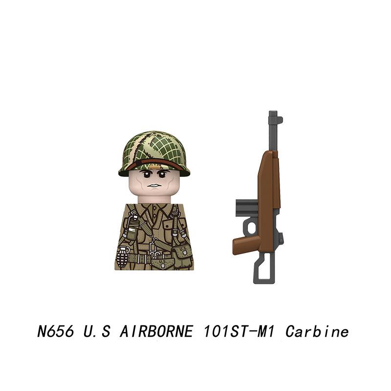 Military Soldier Figure Building Blocks British US French Army Weapons 101 Airborne Division Officer Infantry M1 Toys Gifts D126