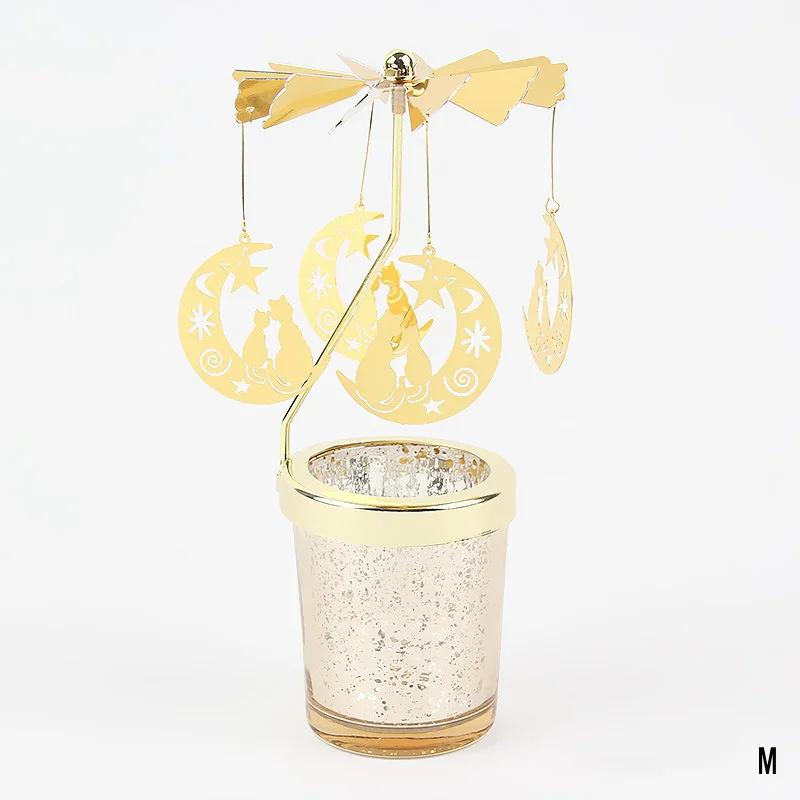 Hot Rotating Candle Stick Holder Candlestick Home Decoration Hallowmas Christmas Gift Party Room Decor Carousel Candle Stand