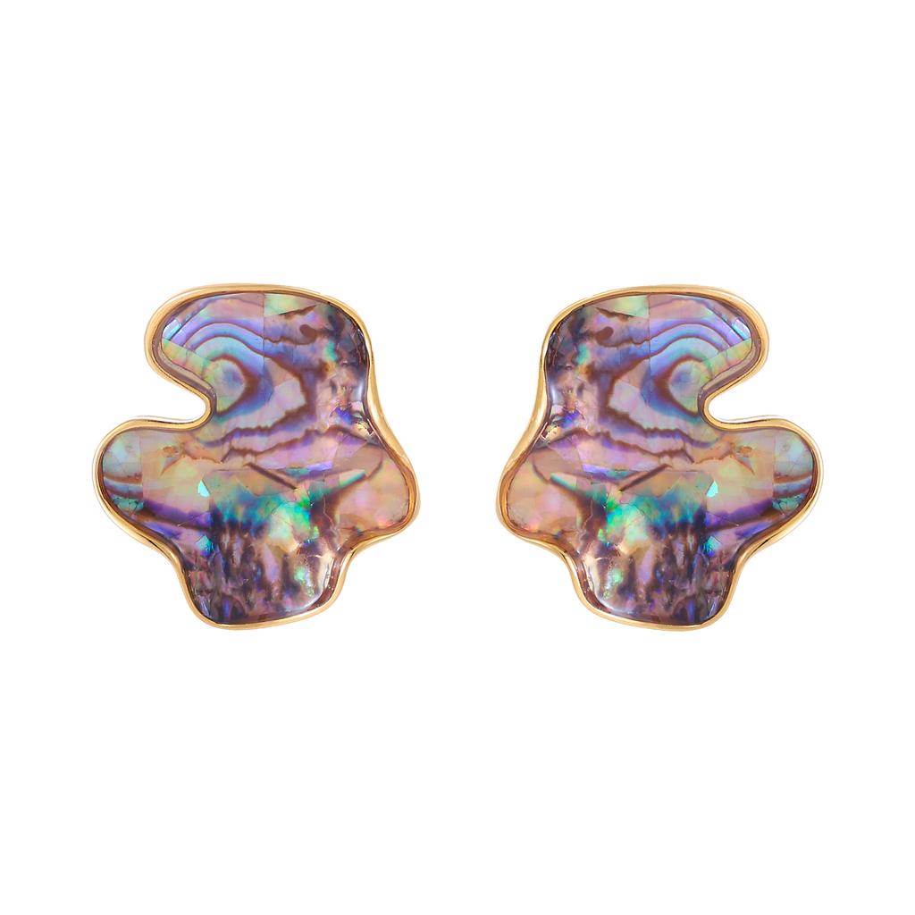 French Light Luxury Elegant Small Fragrance Irregular Ring Natural Abalone Shell Stud Earrings Niche High-end Earrings