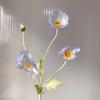 Silk Poppy Flower Flocking Simulation with 4 Heads for Decorative Photography