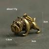 Pure Brass Cute Cartoon Dog Key Chain Pendants Vintage Metal Copper Animal French Bulldog Pug Figurines Keychain Hanging Jewelry.