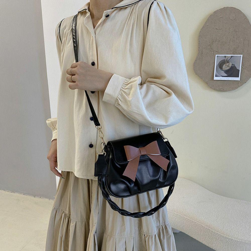 Handbag Bowknot Crossbody Bag Y2K PU Leather Underarm Bag Portable Bow Shoulder Bag  Shopping