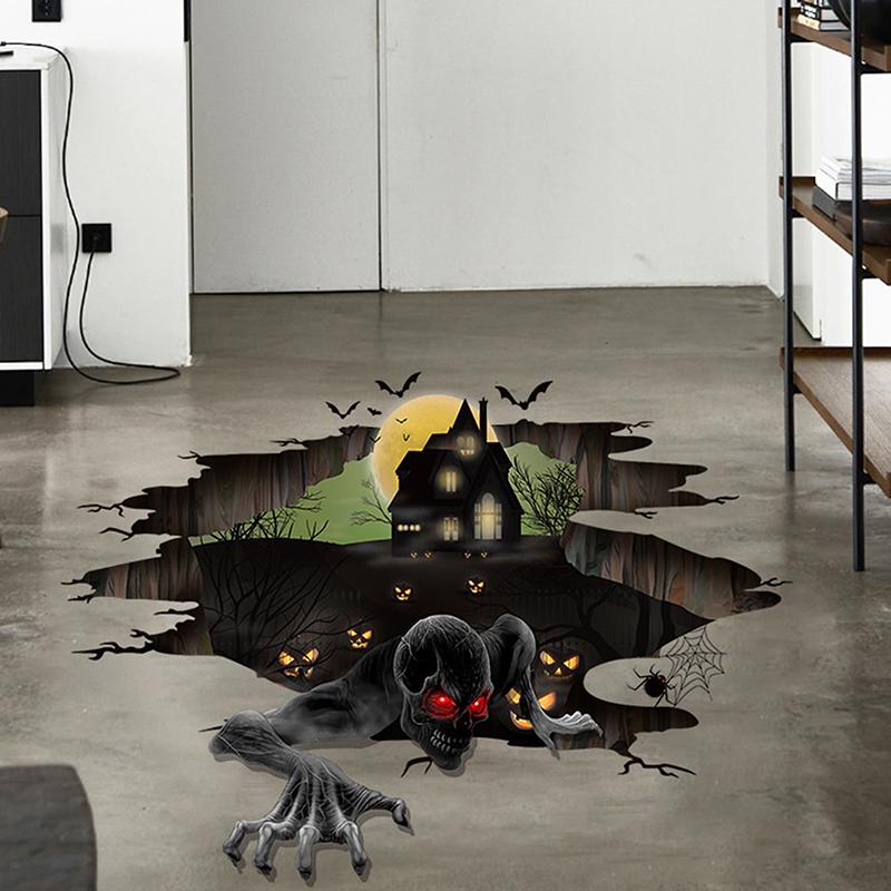 Cadılar Bayramı Çıkartmaları Uçurum Hayaleti Yer Çıkartması Kendinden Yapışkanlı Pvc Su Geçirmez Çıkarılabilir Cadılar Bayramı Parti Dekorasyonu Korku Duvar Çıkartması