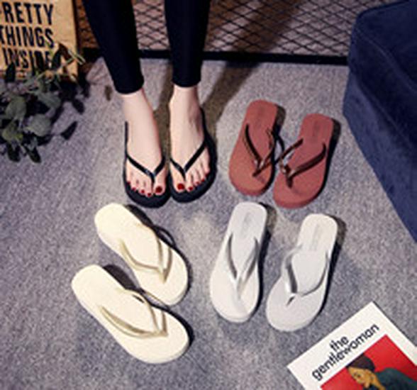 2019 Summer Korean Style Women's Wedge Heel Non-Slip Beach Flip Flops