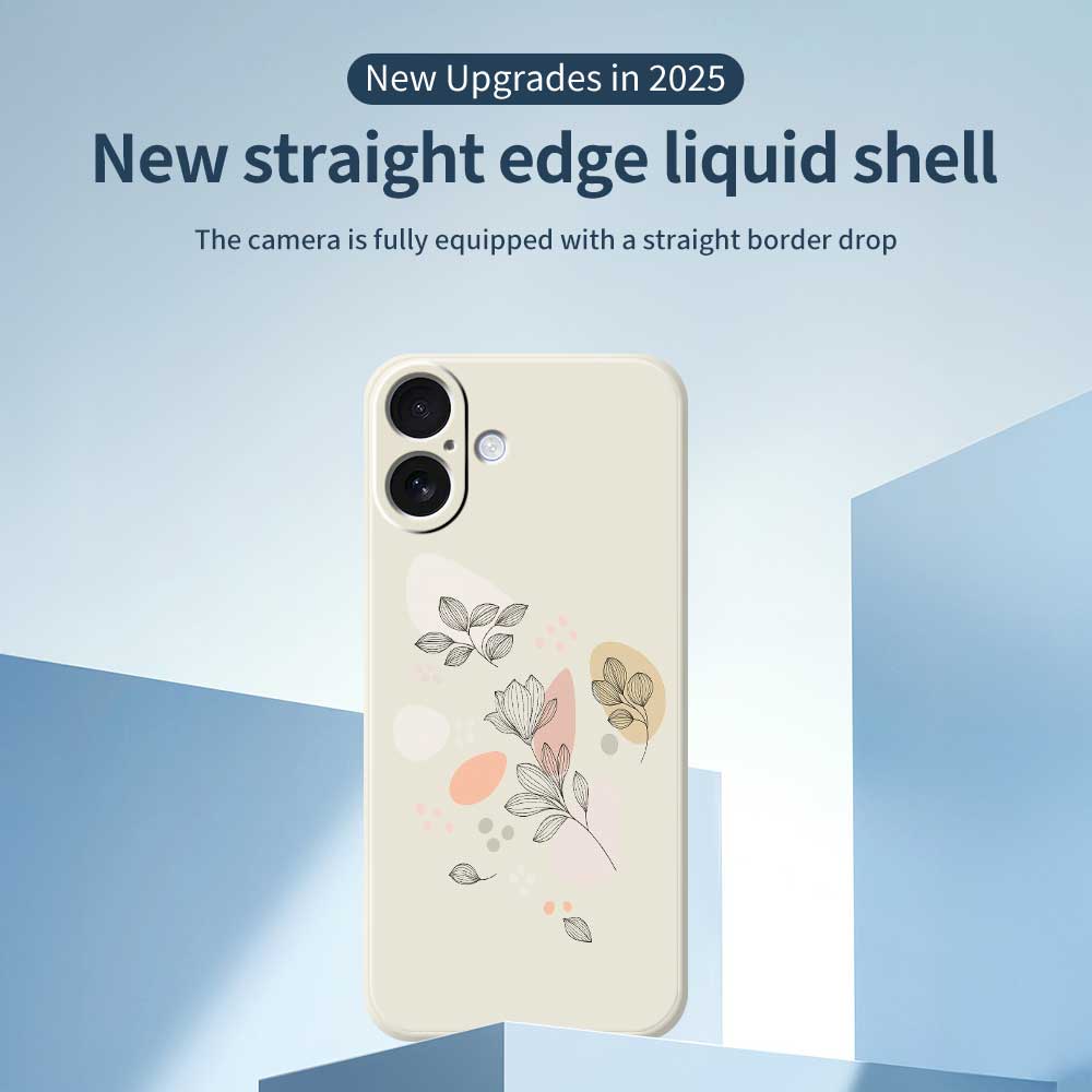 For iPhone 17 Case Sketch Leaves Pattern Printing Straight Edge TPU Phone Back Cover