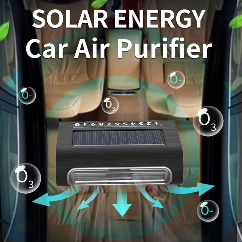 Ozone Negative Air Purifier For Car Solar Power Cleaner Car Accessories With Odor Elimination Number Plate