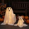Haunted House Party Supplies Halloween Ghost Walking Dog Decor with LED String Light, Spooky Glowing Battery Powered Lights Puppy for Outdoor