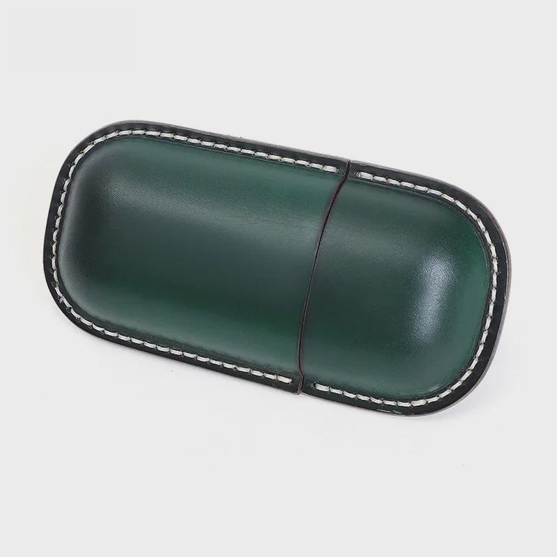 Vegetable-Tanned Leather Retro Glasses Case: Handmade Personalized Genuine Leather Sunglasses Holder.