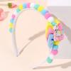 2Pcs Rabbit Fur Ball Headband Cute Rainbow Cartoon Unicorn Bow Hair Bands For Girls Children Kids Diadem Headdress Accessories