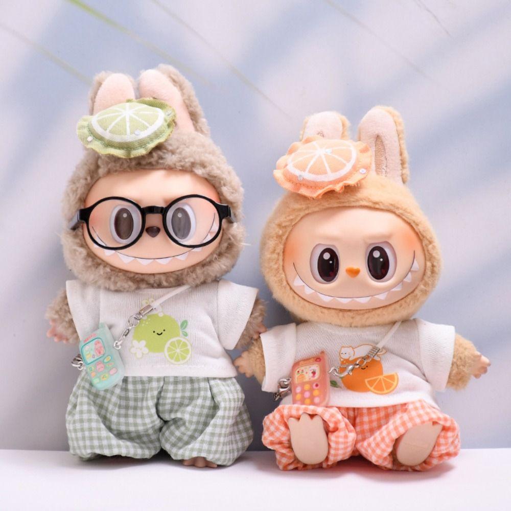 

Orange Labubu Doll s Clothes Green Lemon 17cm Plush Dolls Clothes Children Gift Style 1