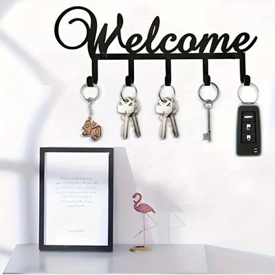 Modern Iron Wall Key Holder with Screws Durable Space Saving Entryway Kitchen Bedroom Car Keychain Rack