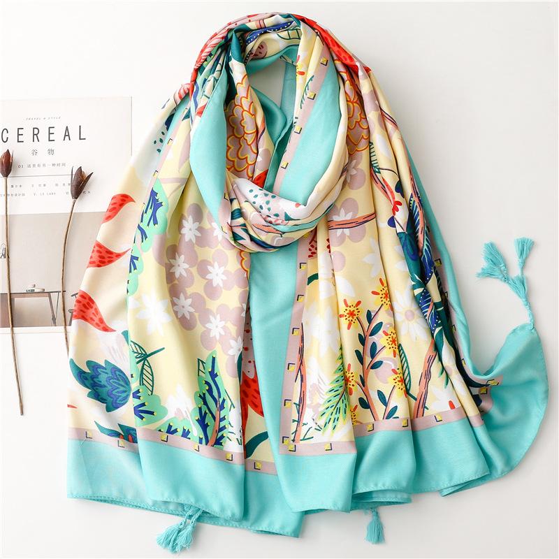 

Осенний Прекрасный Сад Цветочная Кисточка Вискозная Шаль Шарф Женская Высококачественная Накидка Пашмина Стола Буфанда Мусульманский Хиджаб 180*90См