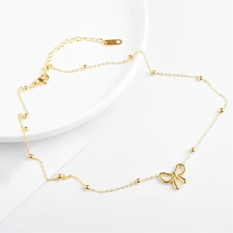 Gold Bow Earrings Necklace Bracelet Trendy Bowknot Ribbon Pearl Choker Necklace Trendy Bow Stuff