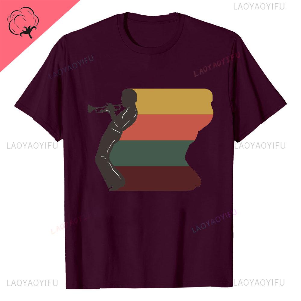 Retro Miles Davis Trumpet T Shirts Casual Tee Shirt Blue Music Gift Short Sleeve Oneck Novelty Funny Printed Classical TShirt