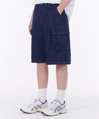 GLW Bermuda Wide Cargo Denim Shorts Deep Blue Indigo