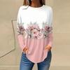 Plus Size Butterfly Print Sports-Shirt Casual Long Sleeve Round Neck Pullover Women's Plus Size Clothing