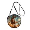 Dinosaur Print Round Shoulder Bag Casual Messenger Bag for Woman Best Gifts 2D Flat Casual Daily Crossbody Bag