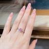 S925 Sterling Silver Pink Radiant Cut Flower Ring for Women - Cute, Sweet, INS Style.