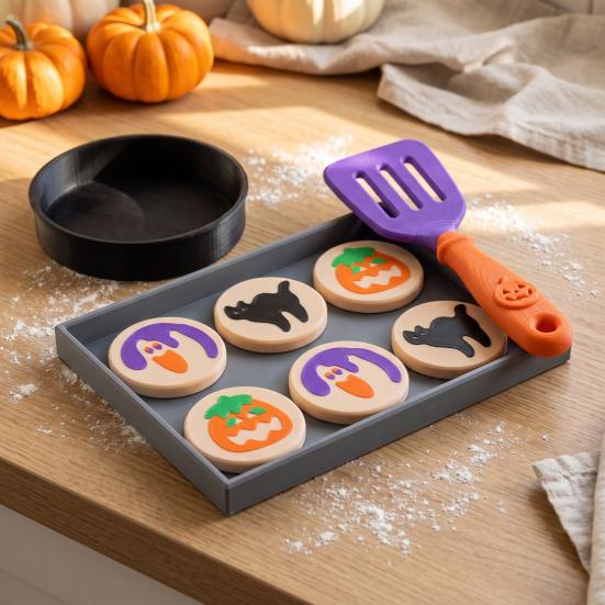 Tabletop Display Decor 3D Printed Halloween Cookie Toy, Simulated Bakery Food Playset for Kids Fall Seasonal Activity Kit Pretend Play And Decoration