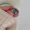 S925 Silver Vintage Green Gemstone Snake Ring - Trendy Hip Hop Index Finger Design