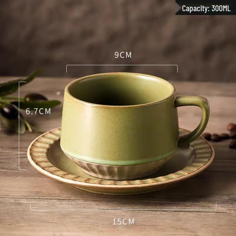 HANDUNYOU Retro Ceramic Coffee Cup & Saucer Set