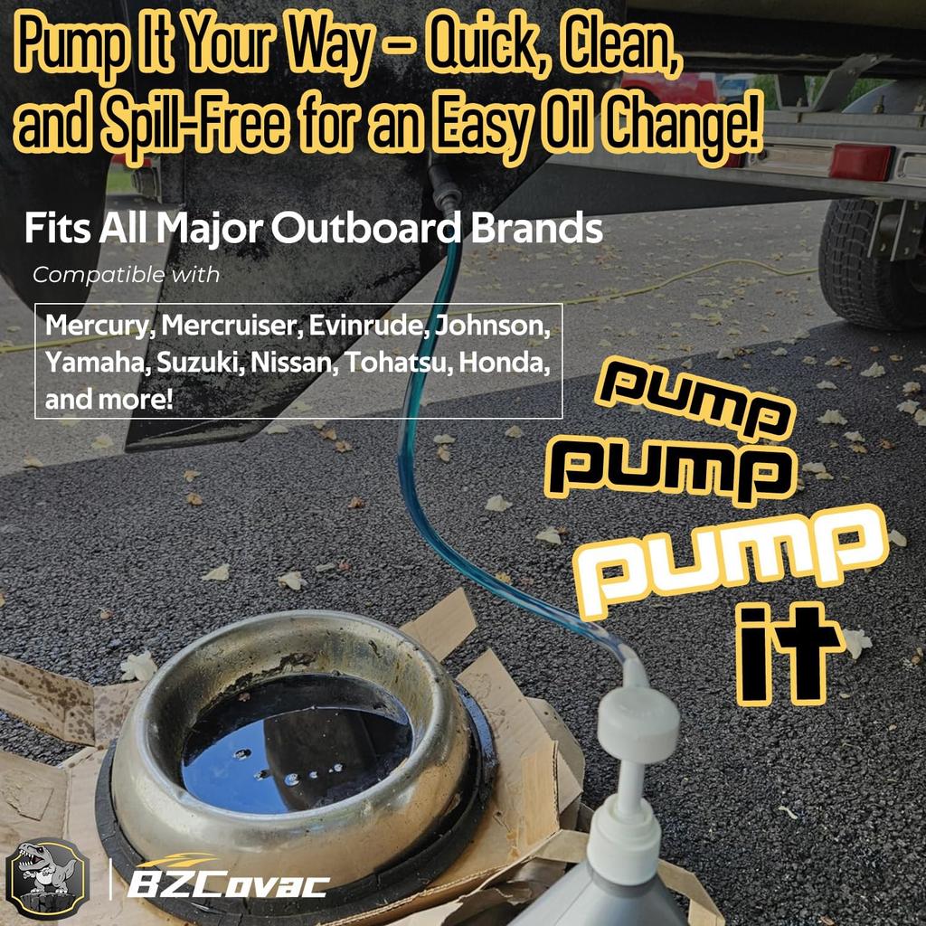 Lower Unit Gear Oil Pump For Standard Quart Bottles - 8Cc Pump, 8Mm & 10Mm Adapters, 3/8" Metal Swivel - Outboard Motors Gear Lube Pump For Mercury,