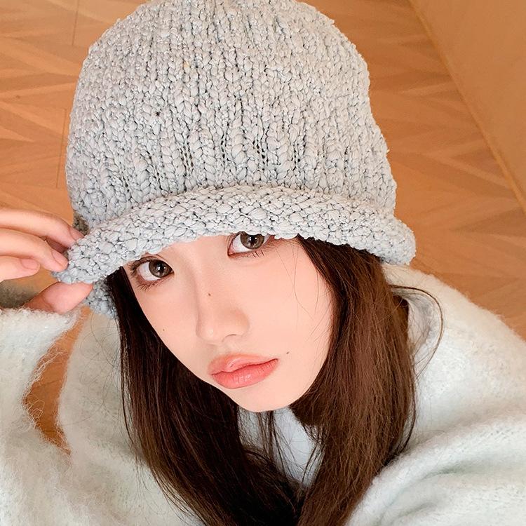 

Lazy wind~ Coarse knitted enlarged and widened wool hat, autumn and winter big head circumference loose ear protectors to keep warm, stacking hat M（56-58cm） чорний