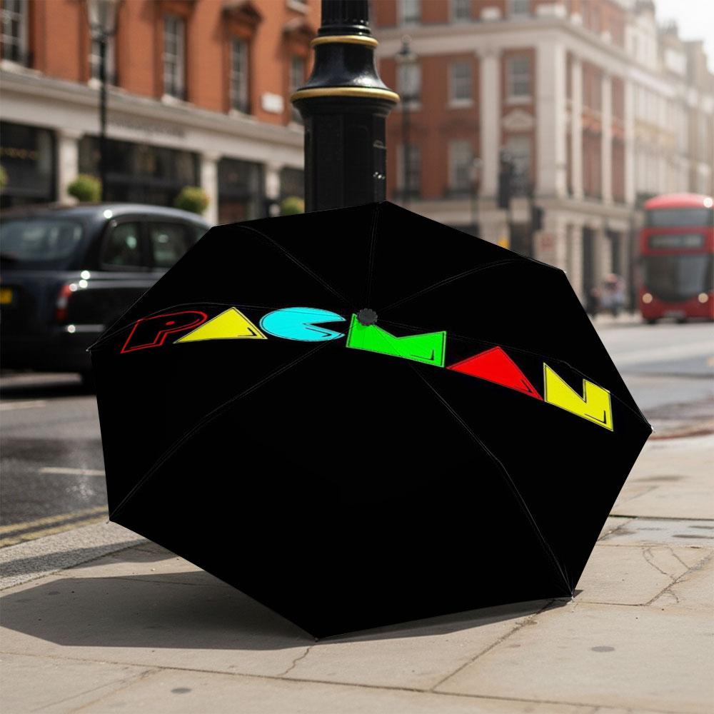 Cartoon Pac-Man Theme Umbrella Compact Portable Folding Umbrella Anti-UV Sunshade Rain Umbrella for Gift