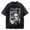 High Quality Yami Sukehiro Black Clover Manga 100% Cotton T-shirt for Men Short Sleeve Vintage Washed Clothing Male T Shirt