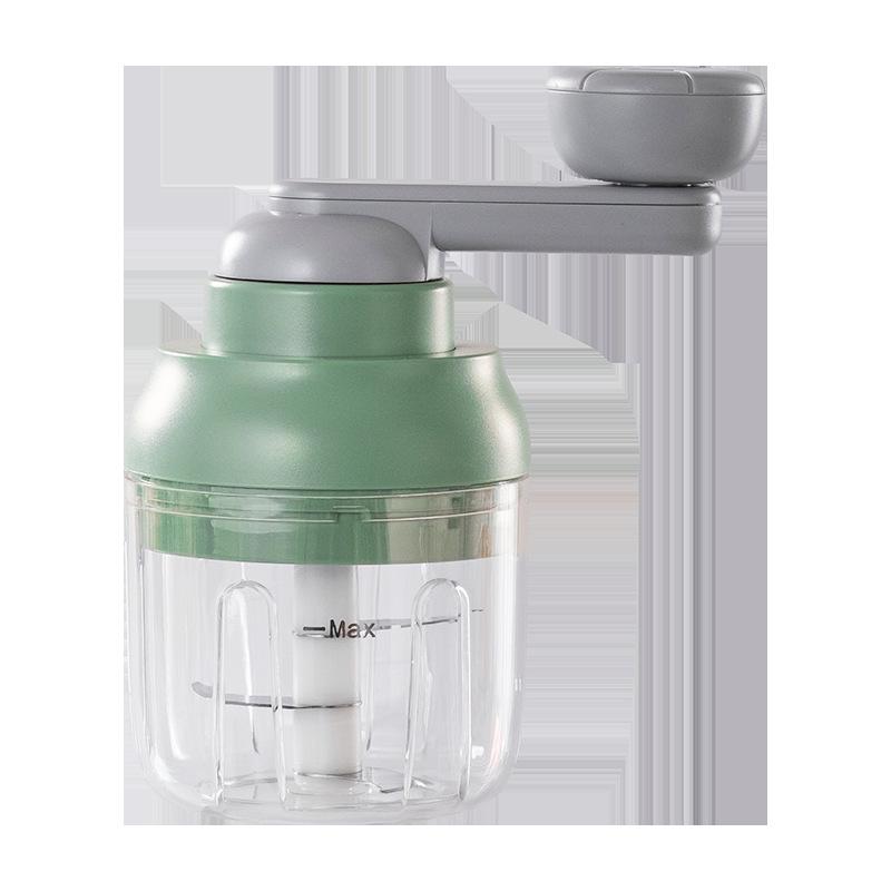 Manual Hand-Crank Garlic Mincer and Pull Chopper for Kitchen Use