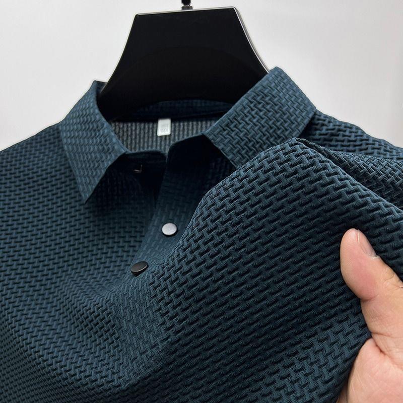 Men's Ice Silk Mesh Polo Shirt - Short-Sleeved, Lightweight, Summer Top with Shirt Collar