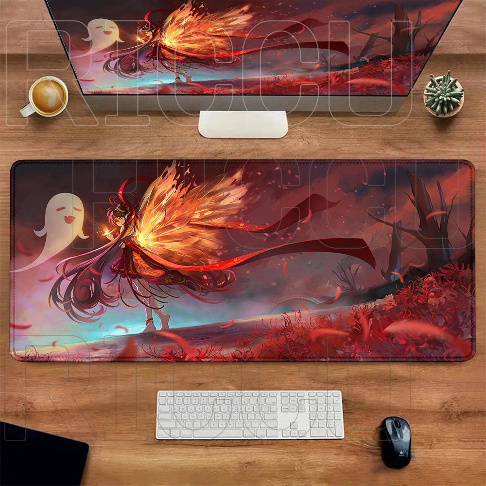 XXL Teppich Anime Hu Tao HD Druck Mauspads Gummi Gaming Genshin Impact Mauspads Tastaturmatten Computer PC Laptop Spieltischmatte