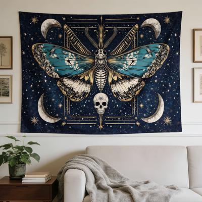 Dark Celestial Moth Tapestry Gothic Living Room Vintage Background Cloth Room Decoration Home Decoration