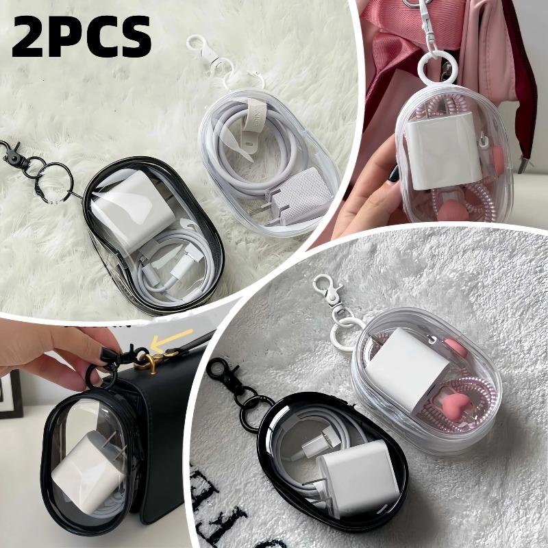 New Portable Mini Transparent Storage Bag with Zipper Multi-functional Headphone and Charger Case Travel Accessories Waterproof PVC Material