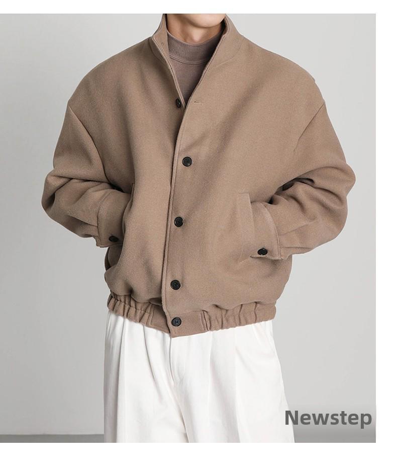 Pánská trendy vlněná bunda se stojáčkem - Korejský styl pro jaro a podzim