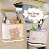 Cute Cartoon Tulip Bear Car Seat Back Organizer with Trash Can