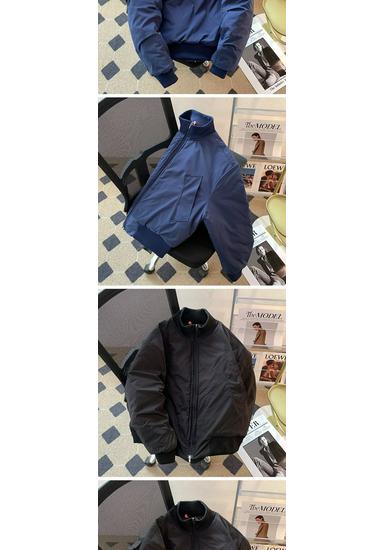 American Style Men's Trendy Loose-Fit Cotton Bomber Jacket - Winter Warmth with Stand Collar