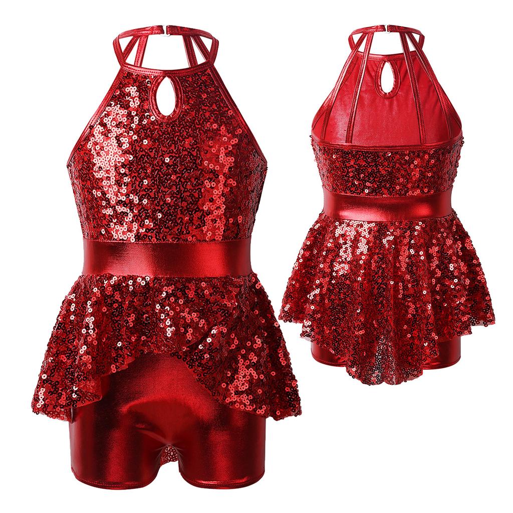 red sequin dance costume