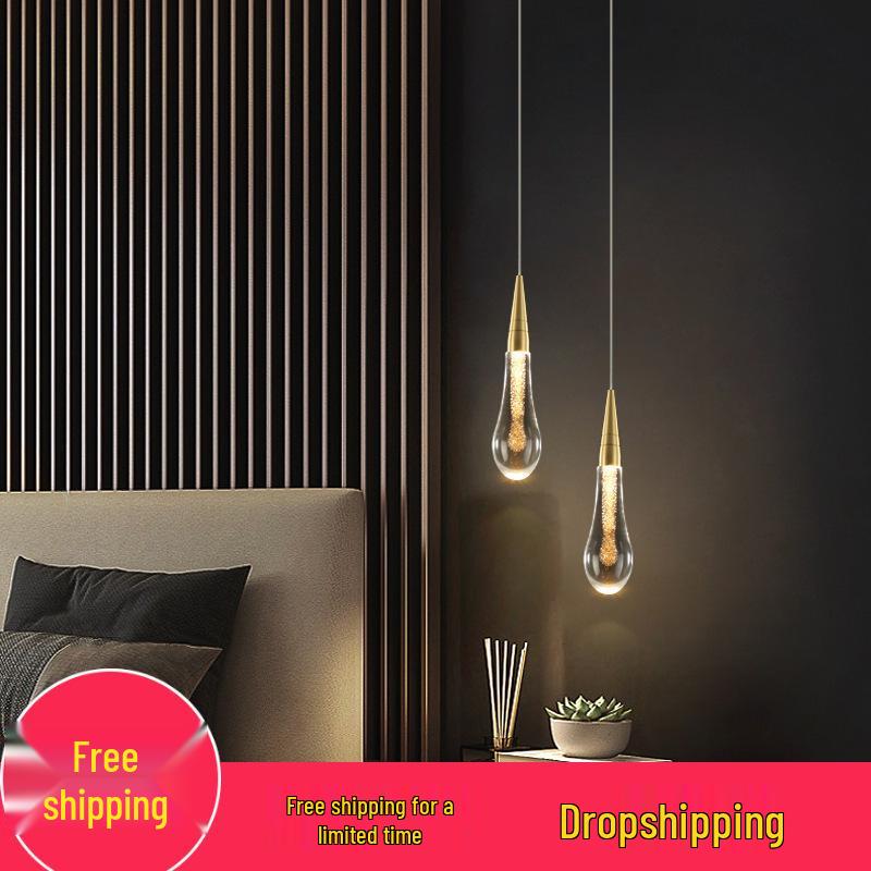 Modern Minimalist Crystal Water Drop Spiral Staircase Chandelier for Bedroom and Restaurant