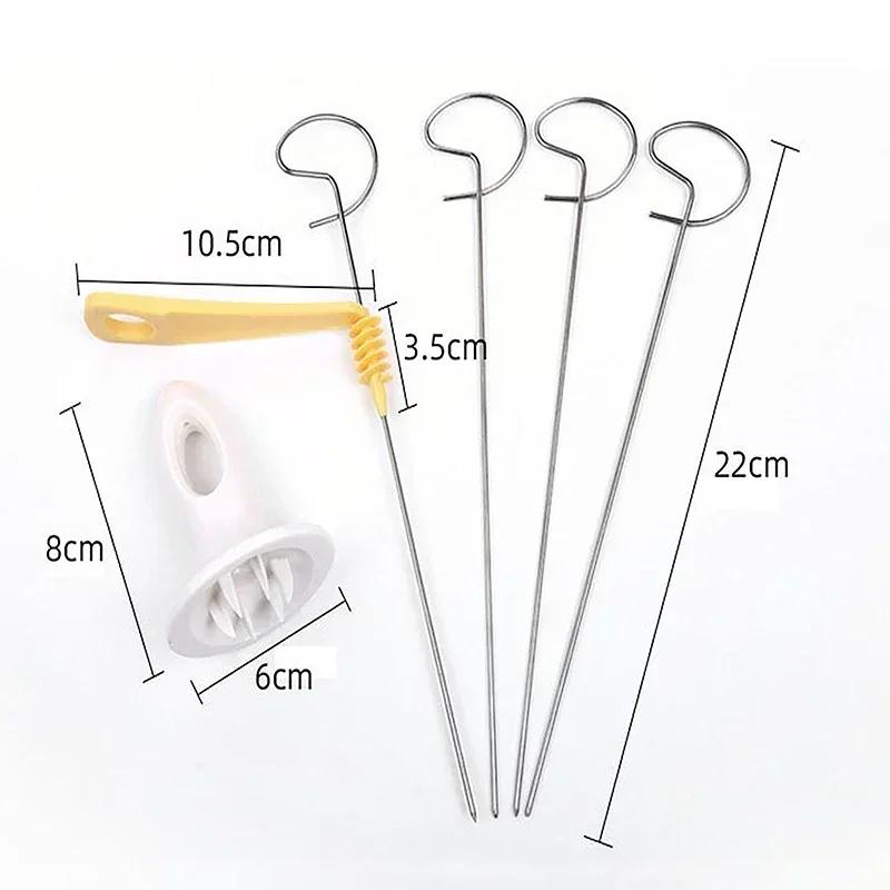 Spiral Potato Cutter With 4 Stainless Steel Sticks Spiralizer Chips Maker Manual Twisted Potato Slicer Kitchen Gadgets