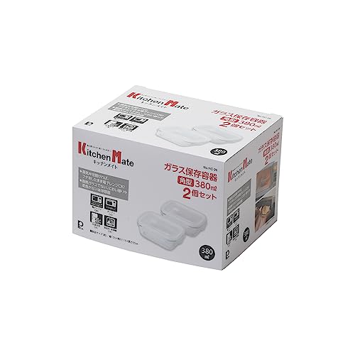 Pearl Metal Heat-Resistant Glass Storage Containers, Square, 380ml Capacity, Set of 2, with Lids and Steam Valves, Microwave, Dishwasher, and Freezer