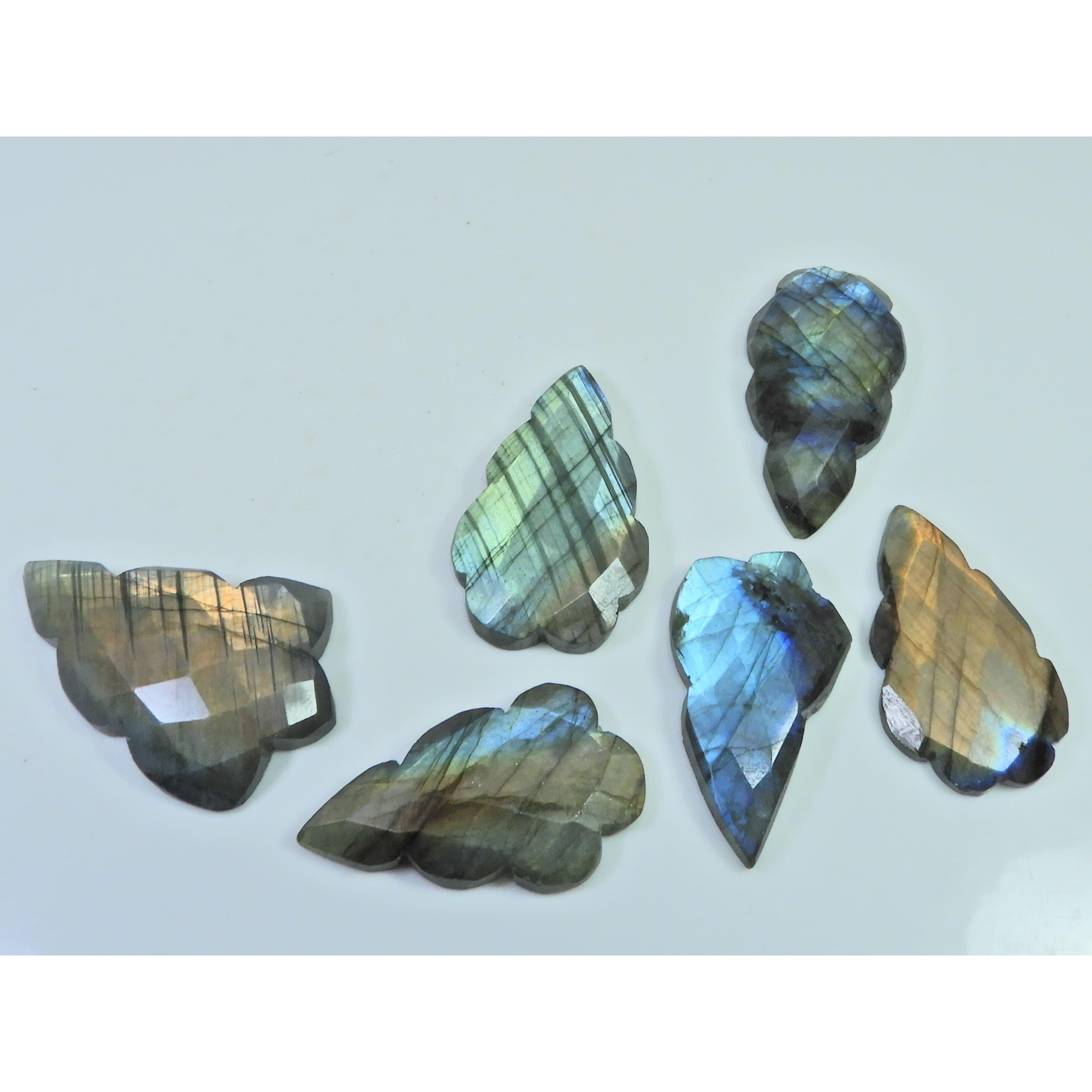 

Natural Labradorite Checker Flat Back Cloud Shape Loose Gemstone 06Pcs Lot C-2068