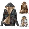 Women's Casual Winter Warm Butterfly Print Zip Up Hooded Sweatshirt  Coat