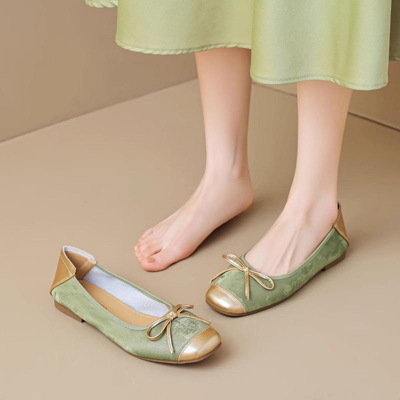 Mode enkelsskor dam höst nya platta mångsidiga rosett mjuk sula lätt mun silver Mary Jane skor dam