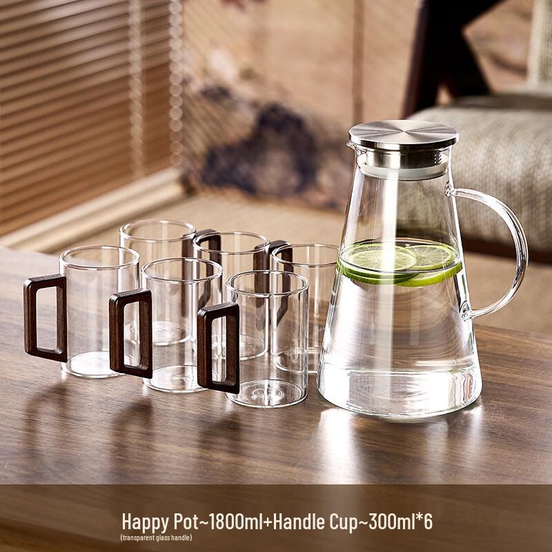 Handun Borosilicate Glass Teacup and Kettle Set