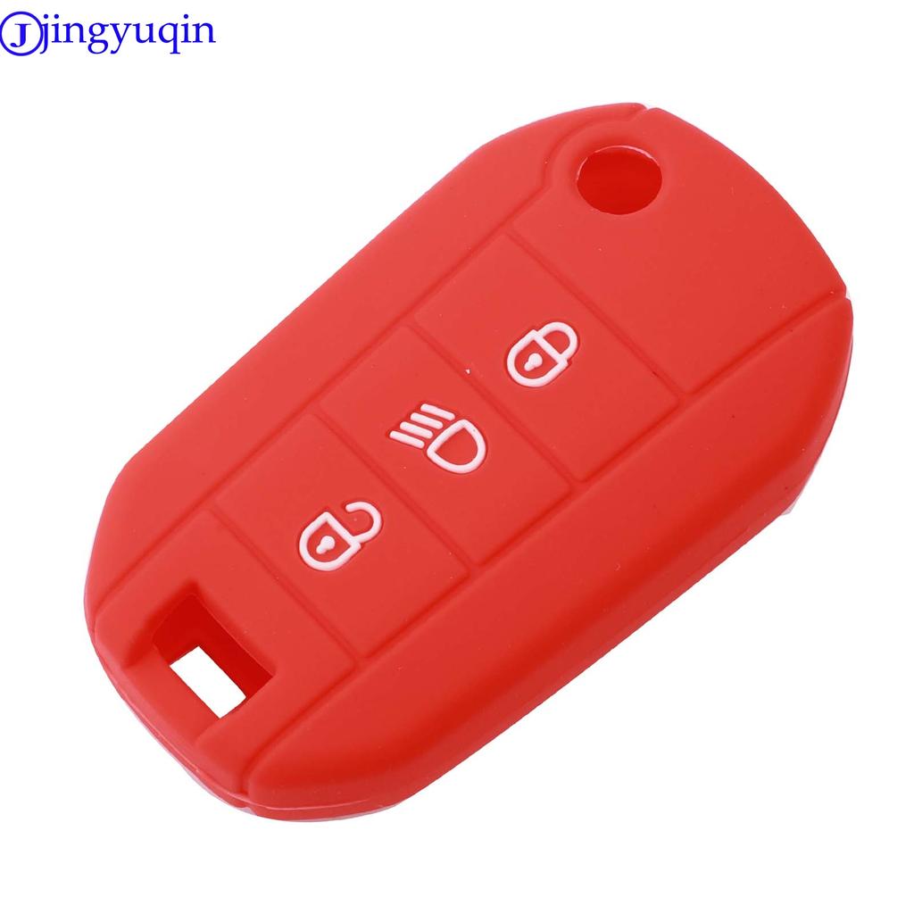 Jingyuqin Custodia in Silicone per Chiave Auto con Telecomando a 3 Pulsanti Fob per Peugeot 3008 208 308 508 408 2008 Protezione Gomma Styling