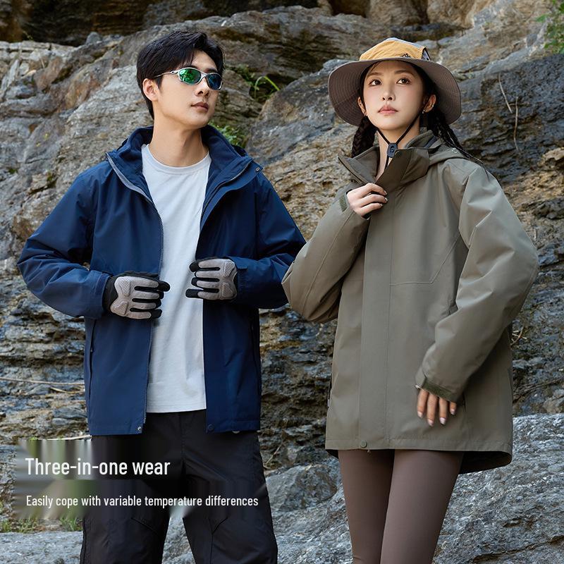 Unisex Three-in-One Detachable Ski Jacket with Warm Fleece for Autumn/Winter 2025 Mountaineering