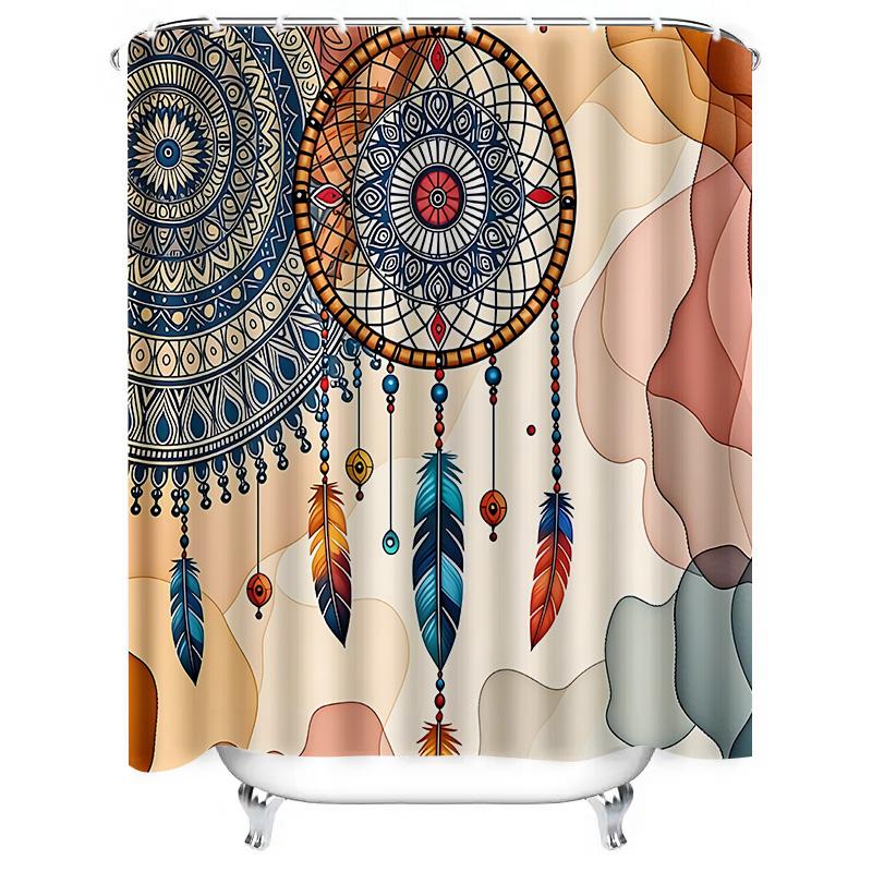 

Dreamcatcher Theme Shower Curtain - Vibrant Colors And Intricate Patterns For Your Bathroom Decor Waterproof Durable W60H190(CM)-1 Pcs
