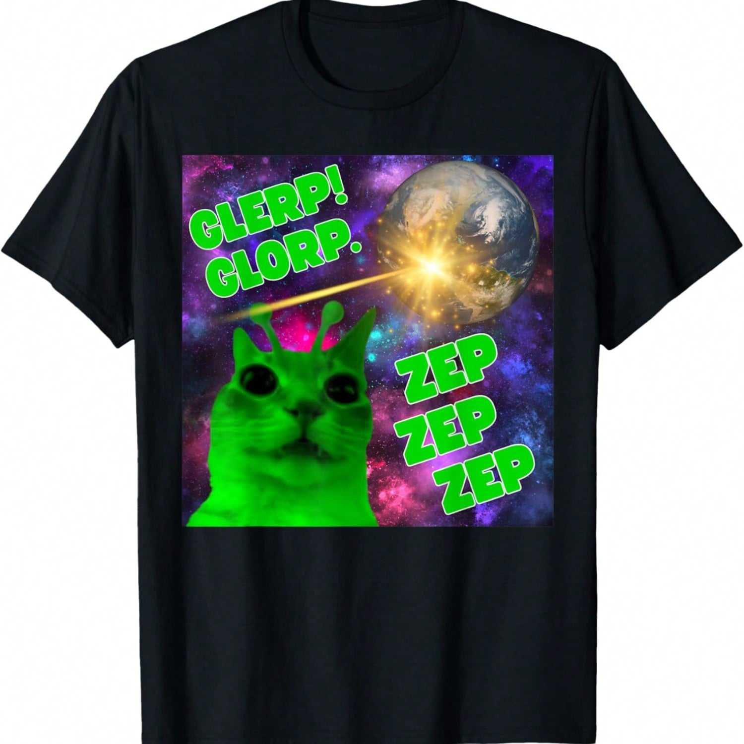 Glerp Glorp Zep Zep Cat Silly Alien Meme Cat Meme Brainrot T-Shirt For Men Women S S разноцветный